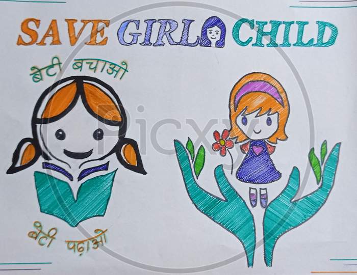 Save Girl Child poster drawing easy / International Day of Girl Child  drawing / Beti Bachao poster - YouTube