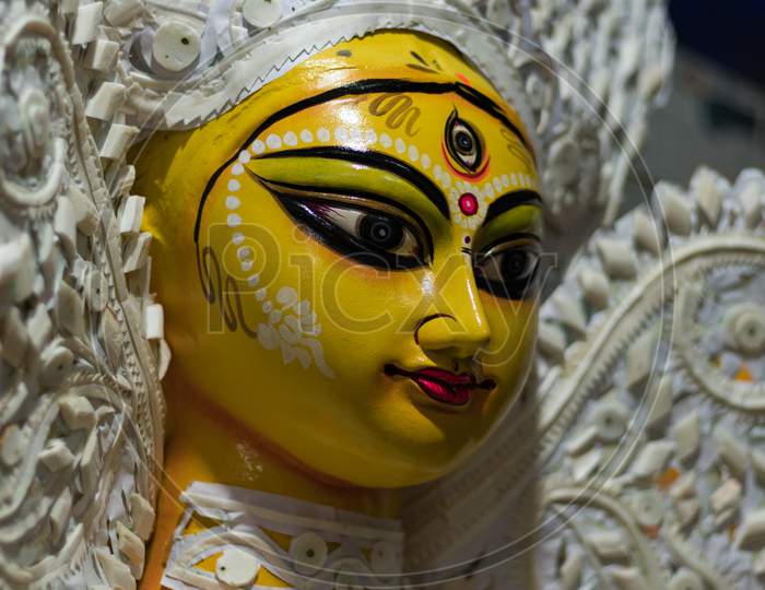 Making of goddess Durga idol. These idols are made for Durga puja, the biggest festival of West Bengal.