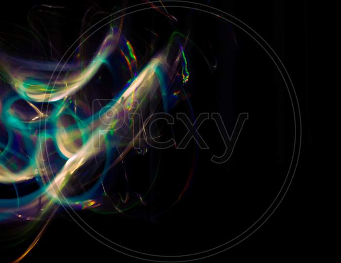 Abstract Forms Of Light. 3D Representation Or 3D Illustration Of The International Day Of Light. Digital Art On Neutral Background