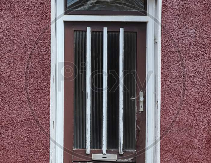 Front Door Of A Small House In Germany.