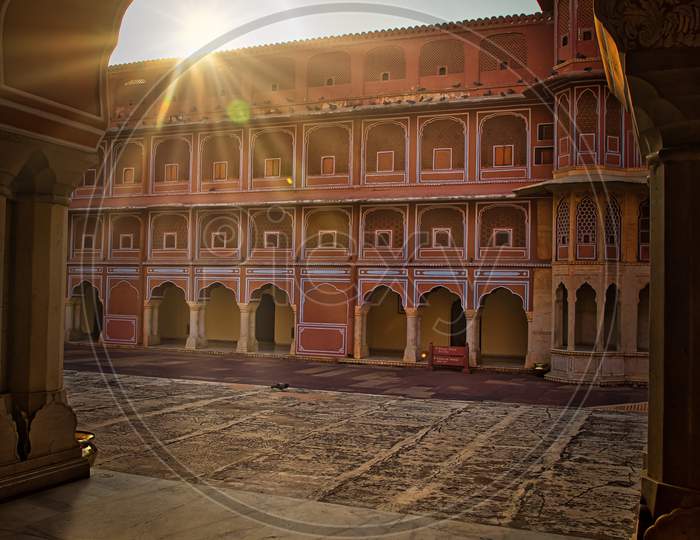 The golden hour rays at City palace, Jaipur.
