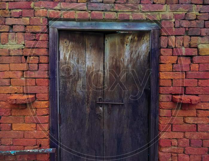 Old door and bricks