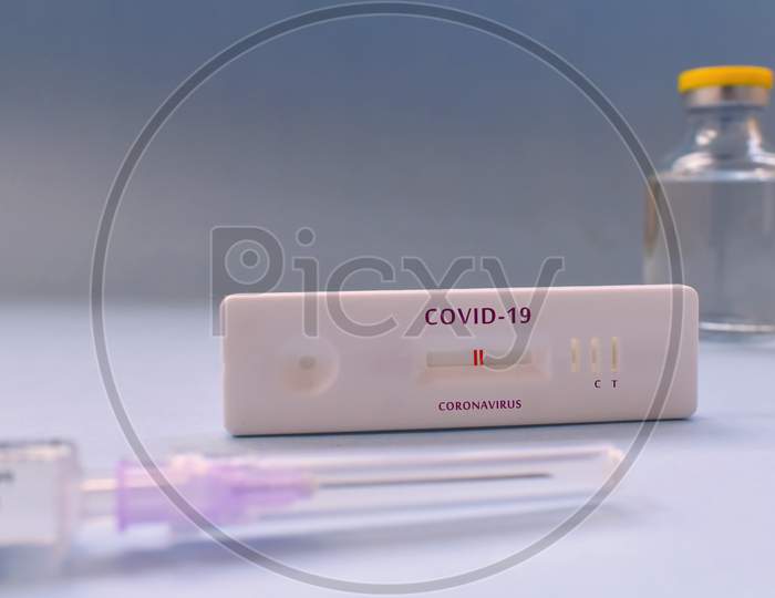 Covid 19 test kit with vial and syringe