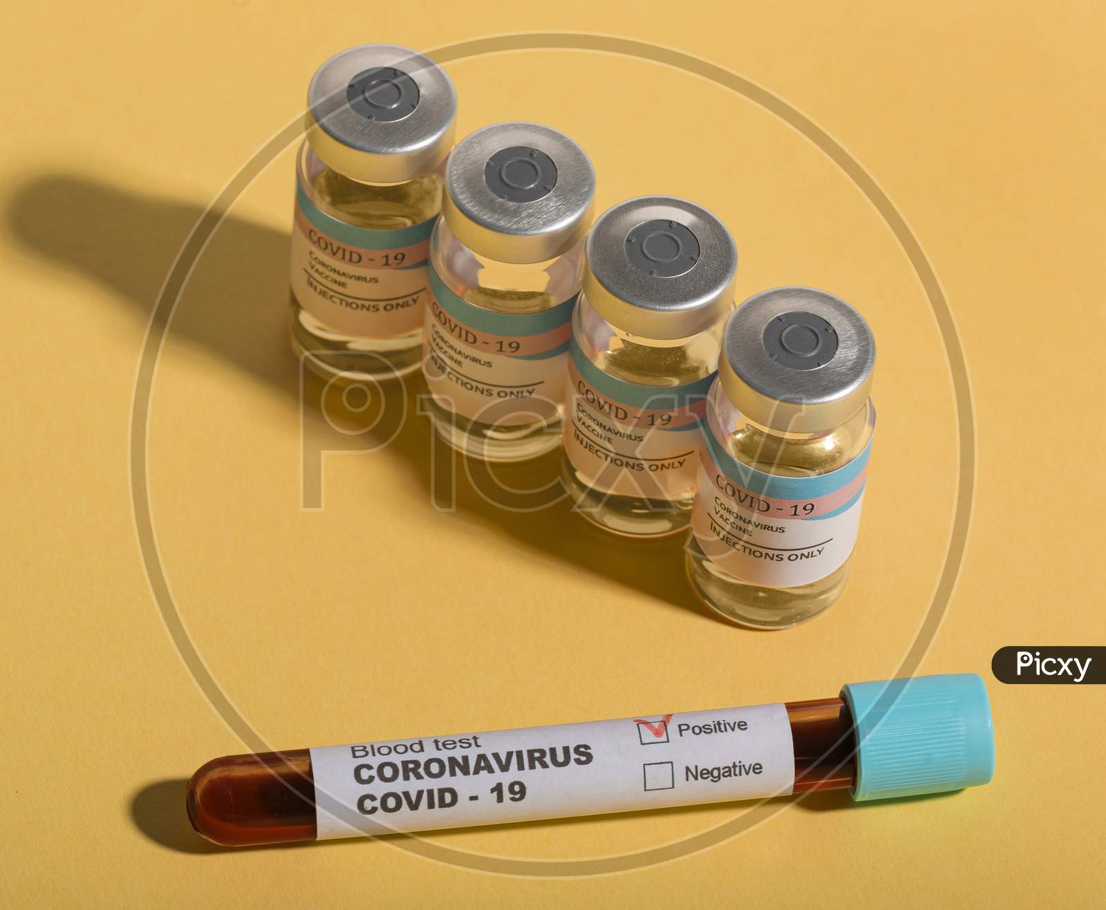 Assortment of covid19 vaccine bottle