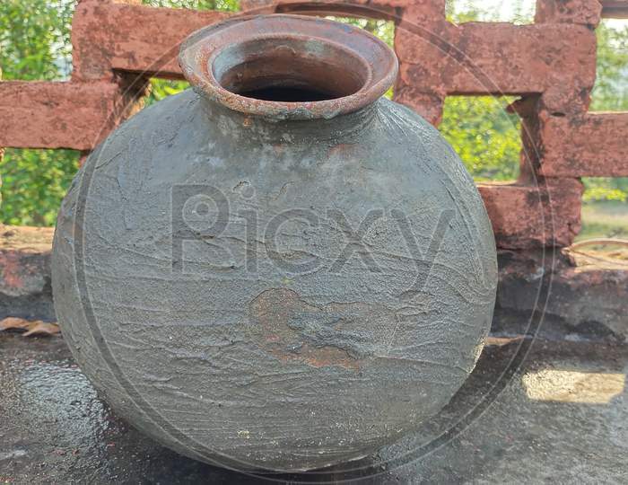 Earthen pot called matka in rural India