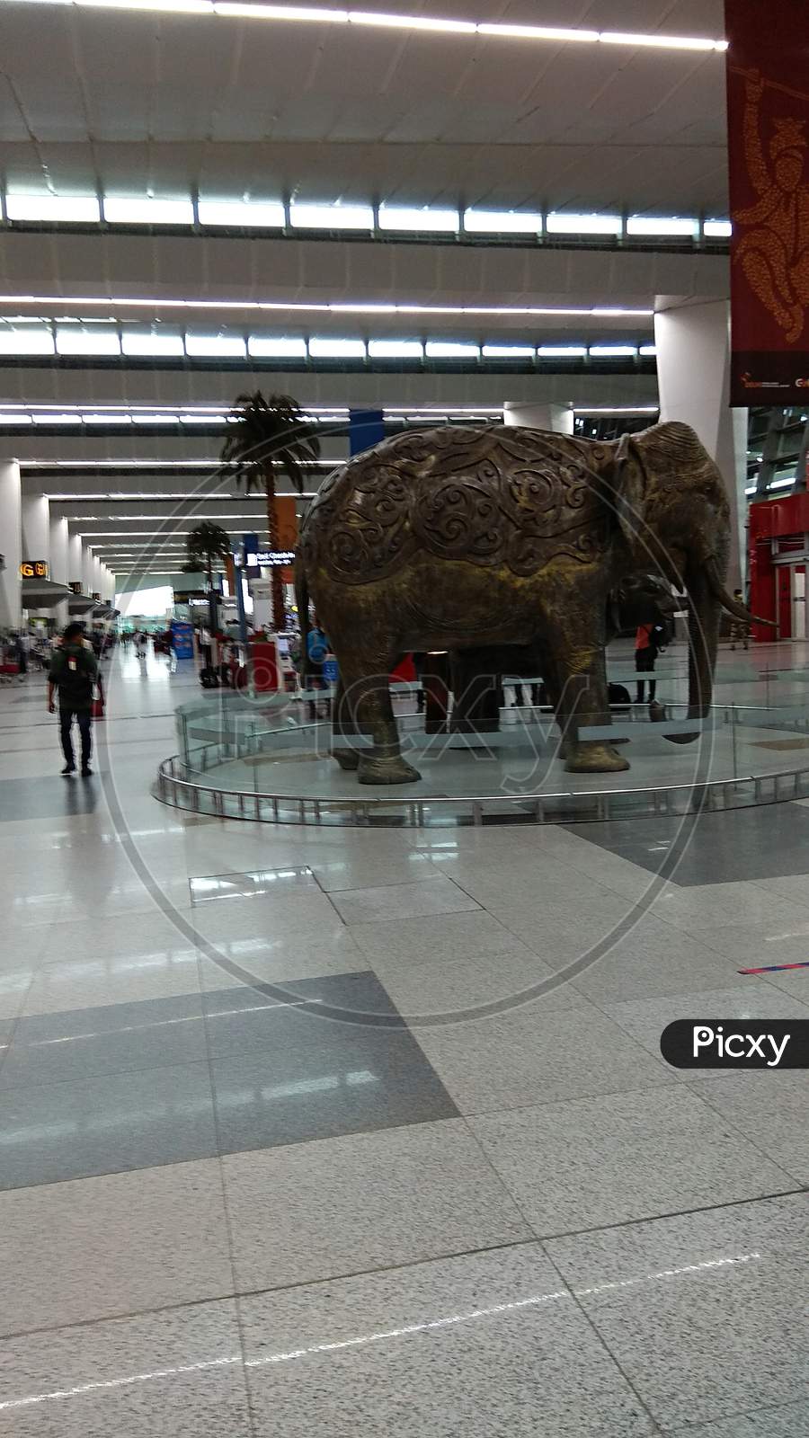At airport elephant statue