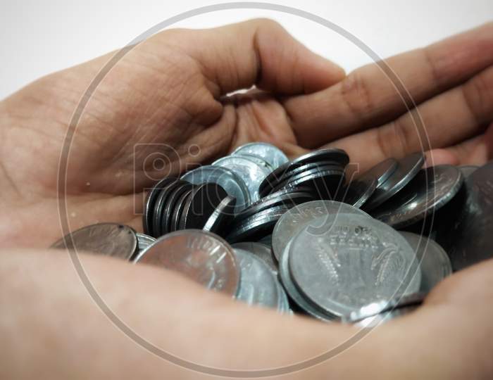 coin currency in hands