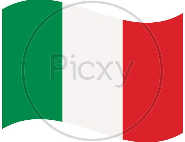 Waving Flag Of Italy Isolated Over White