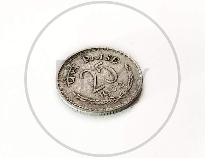 Indian 25 paisa coin of 1972