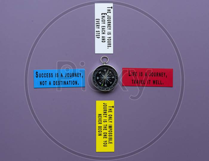Motivational Quote With Classic Round Compass