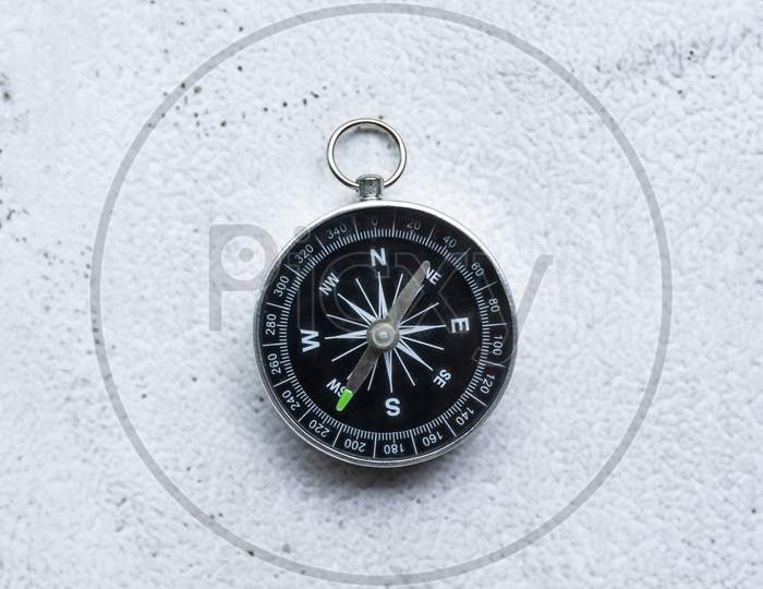 Classic Round Compass On White Background