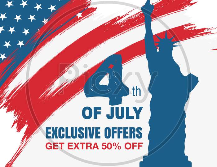 4th of July celebration poster template.fourth of july voucher discount.Vector illustration .