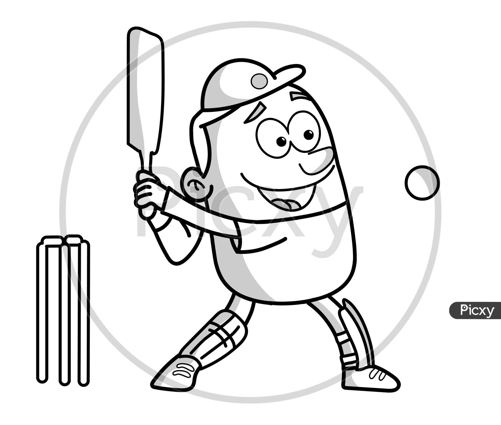 Cricket player with bat sketch | Stock vector | Colourbox