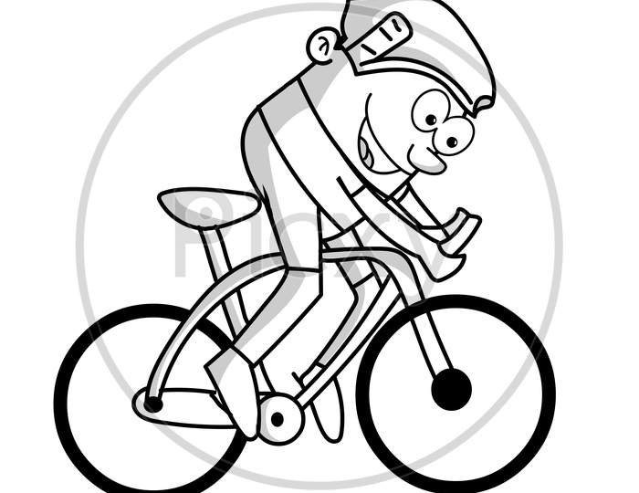 Cycling Cartoon Stick Figure