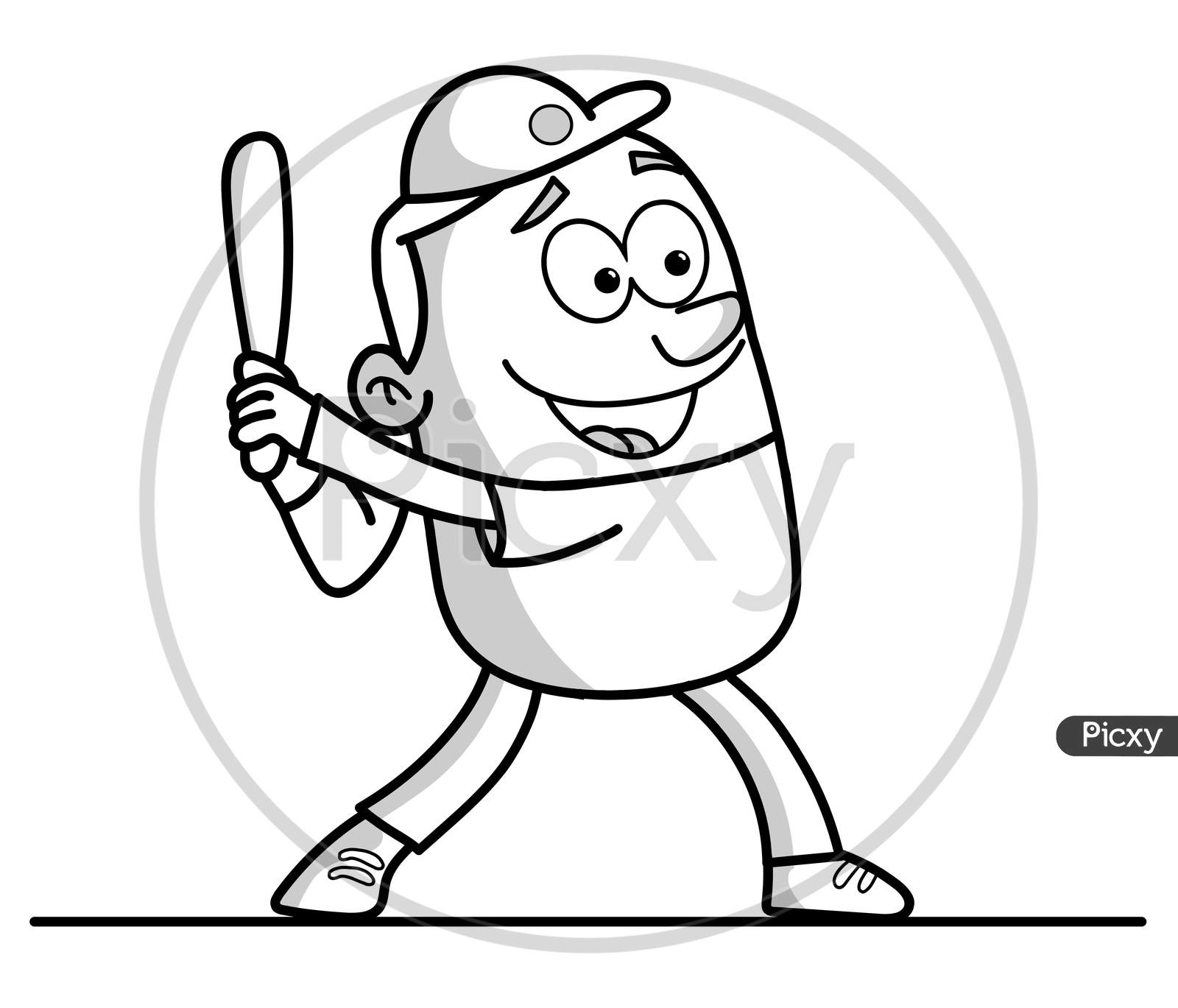 Base Ball Player Stick Figure Cartoon