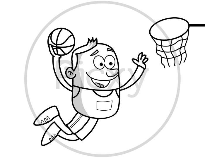 Baakset Ball Player Stick Figure Cartoon