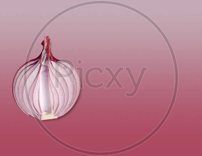 Red Onion Over Matching Colour Background