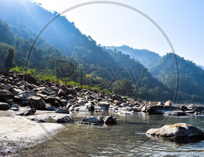 rocks on bank of Ganga river