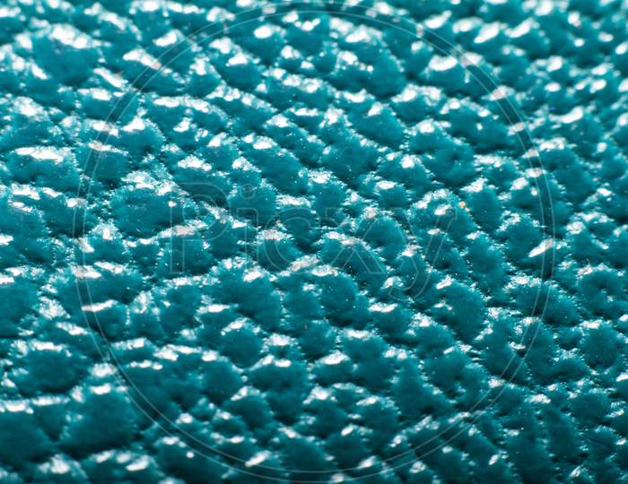 Sky Blue Leather Texture Background Surface Stock Photo.Selective Focus And Blur Effects