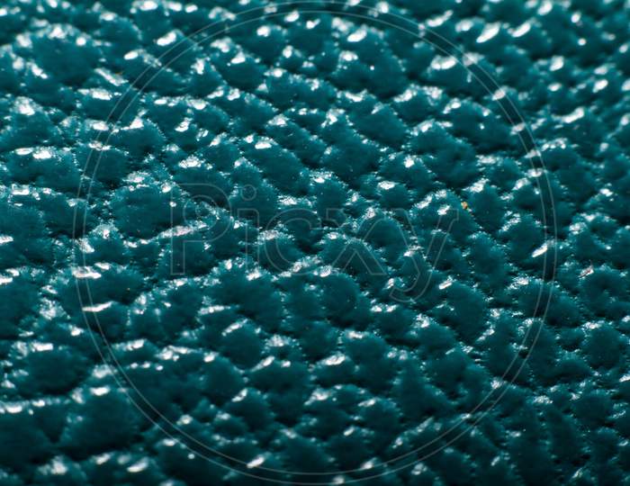 Sky Blue Leather Texture Background Surface Stock Photo.Selective Focus And Blur Effects