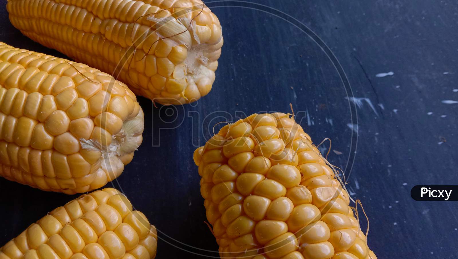 This Photo Of Young Sweet Corn In Yellow On A Black Background Was Taken From A Close-Up, Wadaslintang, Indonesia