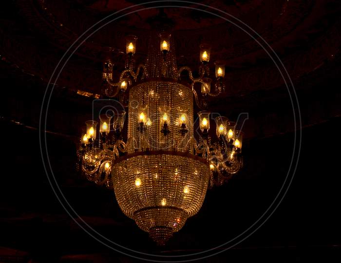 Decorative Crystal Chandelier.On The Ceiling .