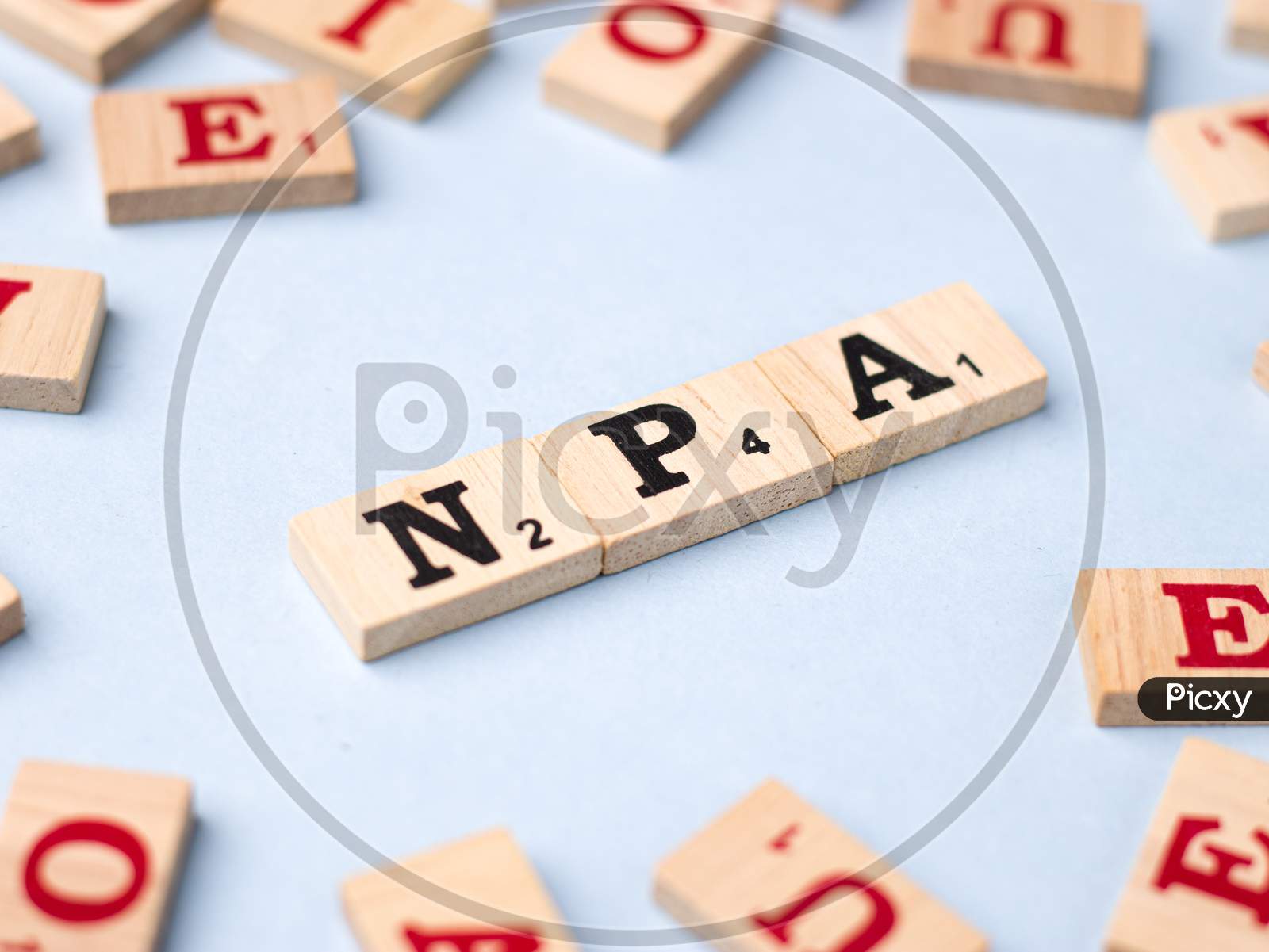 Assam, india - March 30, 2021 : Word NPA written on wooden cubes stock image.