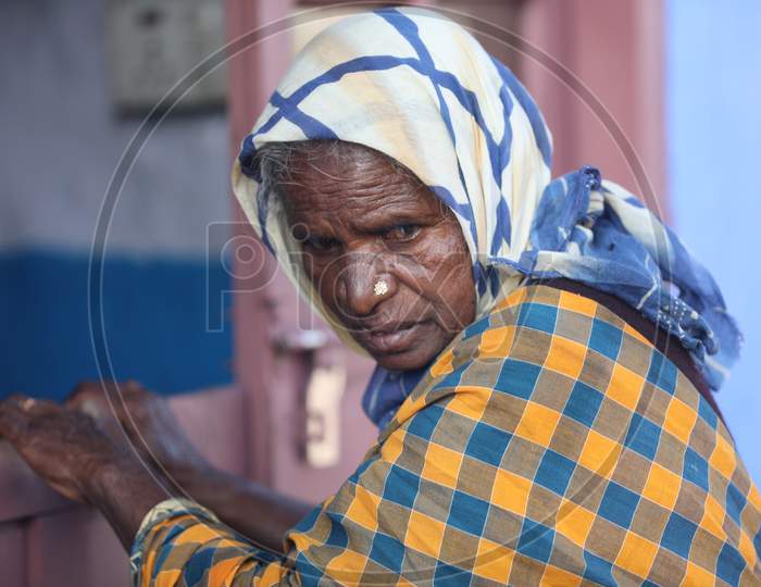 Indian Old Women at rural area