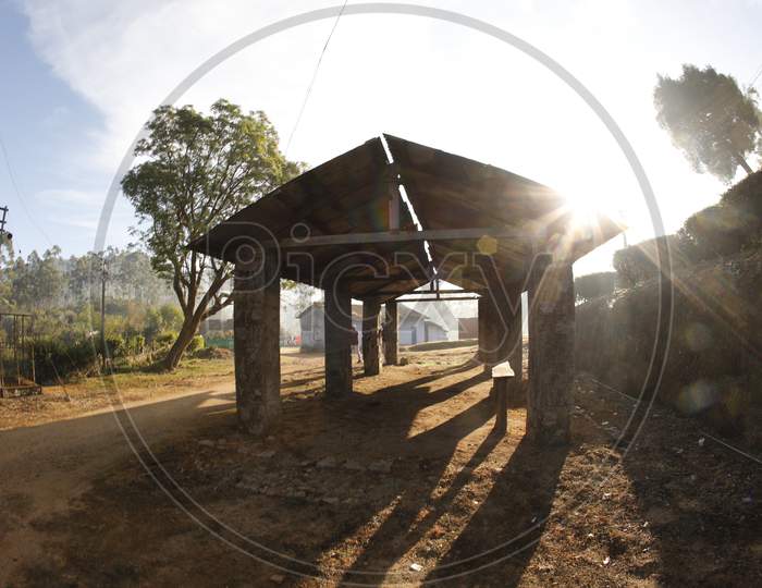 Hut in a rural area Munnar Kerala India