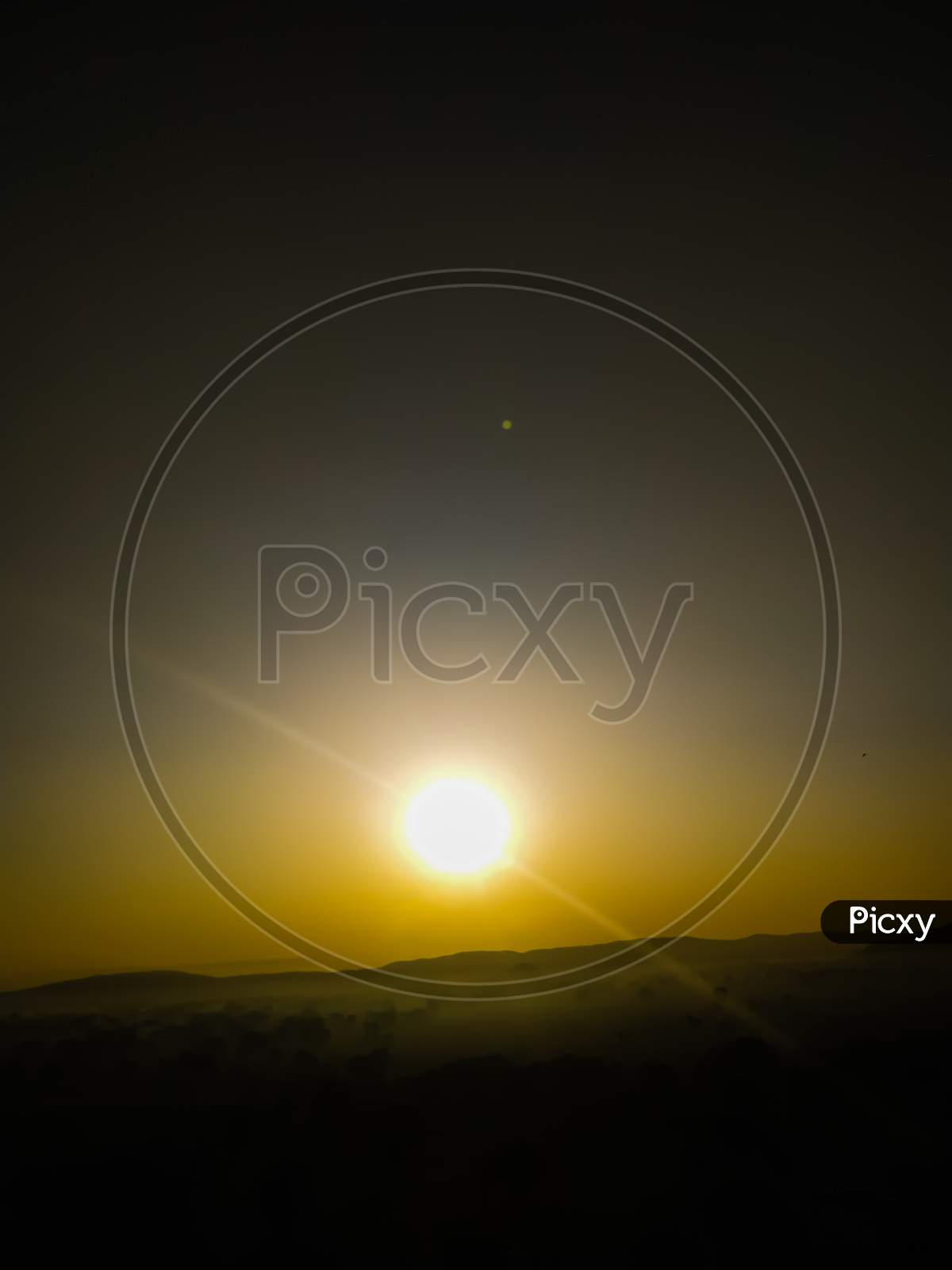 Beautiful Yellow Sun During Sunset With Copy Space