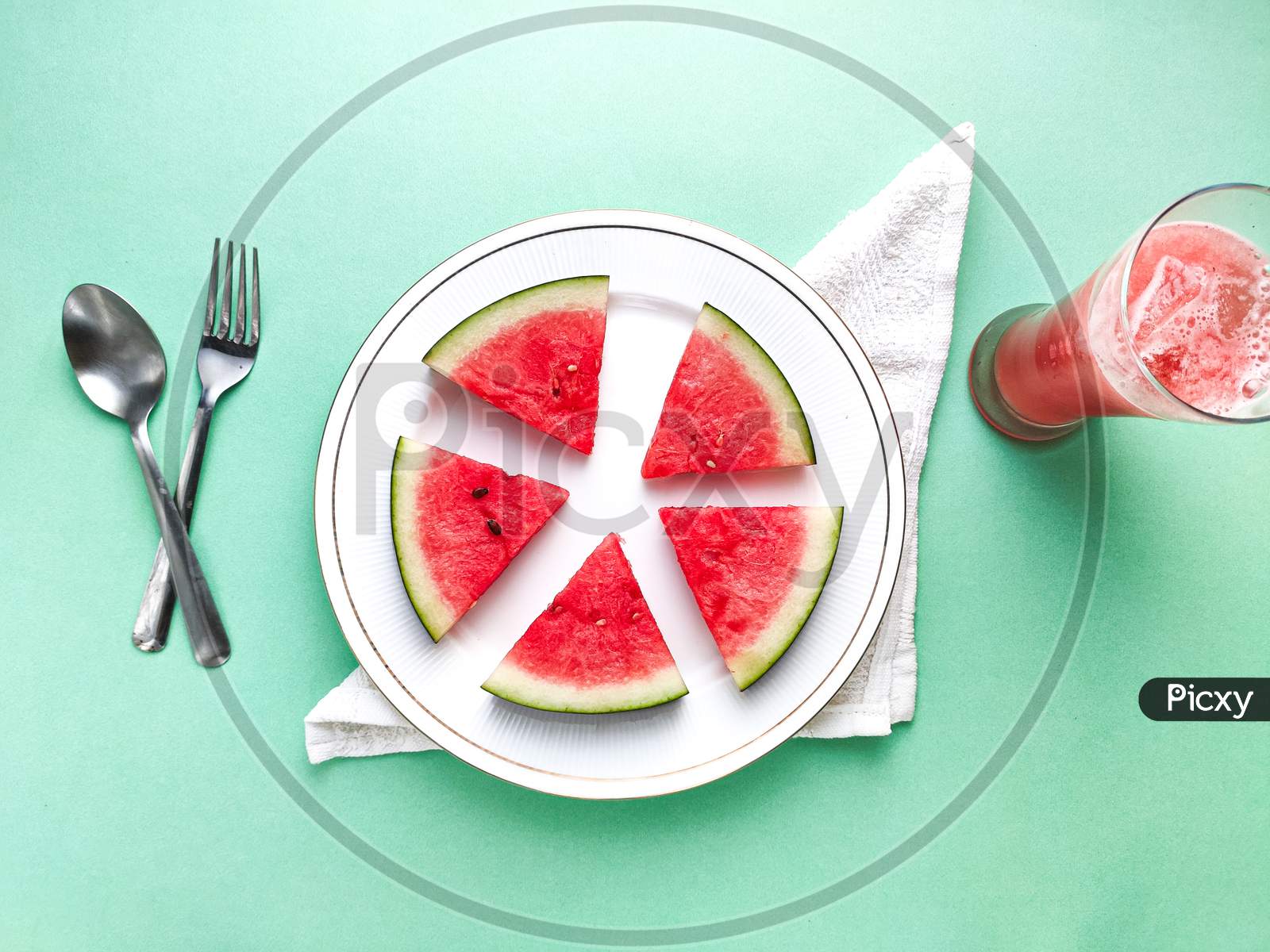 Creative sliced watermelon stock image.