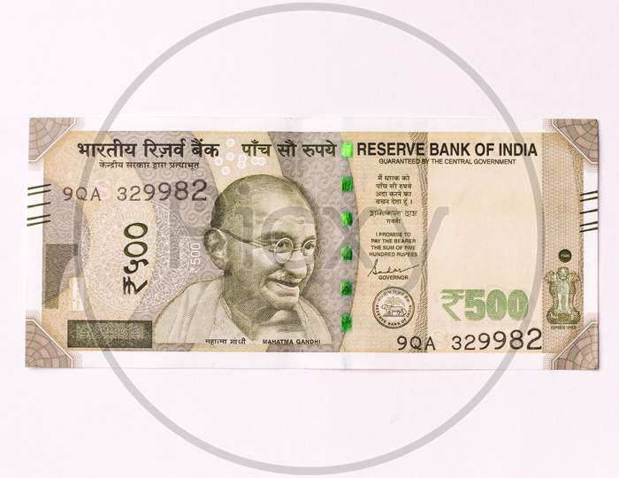 Assam, india - March 30, 2021 : Indian new 500 Rupees note stock image.