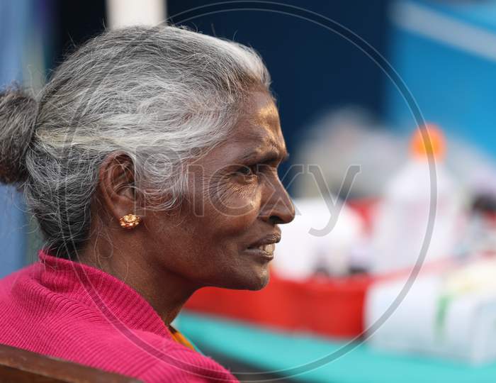 Indian Old Women at rural home