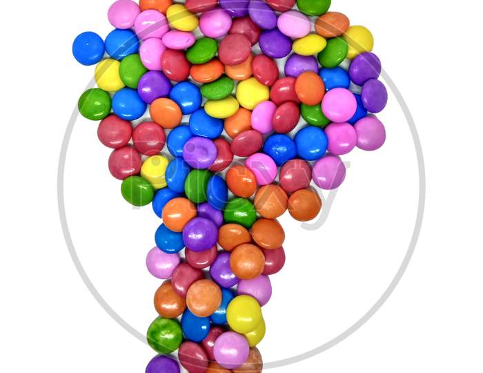Beautiful Candy Gems on White in the shape of  Number 1-10