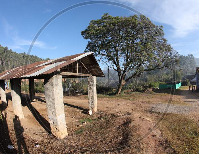 Hut in a rural area Munnar Kerala India