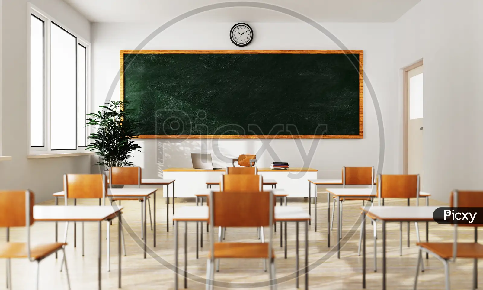 Closeup student chair seat and desk in classroom background with on wooden  floor. Education and Back to school concept. Architecture interior. Social  Stock Photo - Alamy