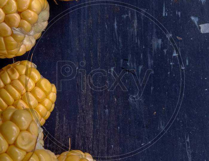 This Photo Of Young Sweet Corn In Yellow On A Black Background Was Taken From A Close-Up, Wadaslintang, Indonesia