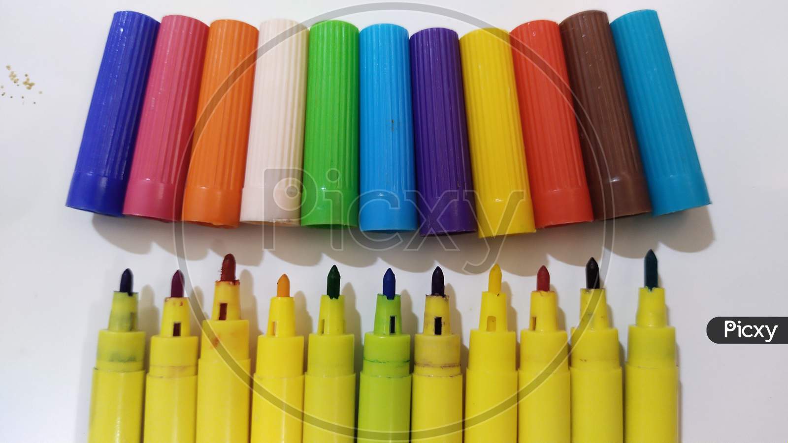 Image of Colorfull sketch pens or markers on isolated white  backgroundHL071229Picxy