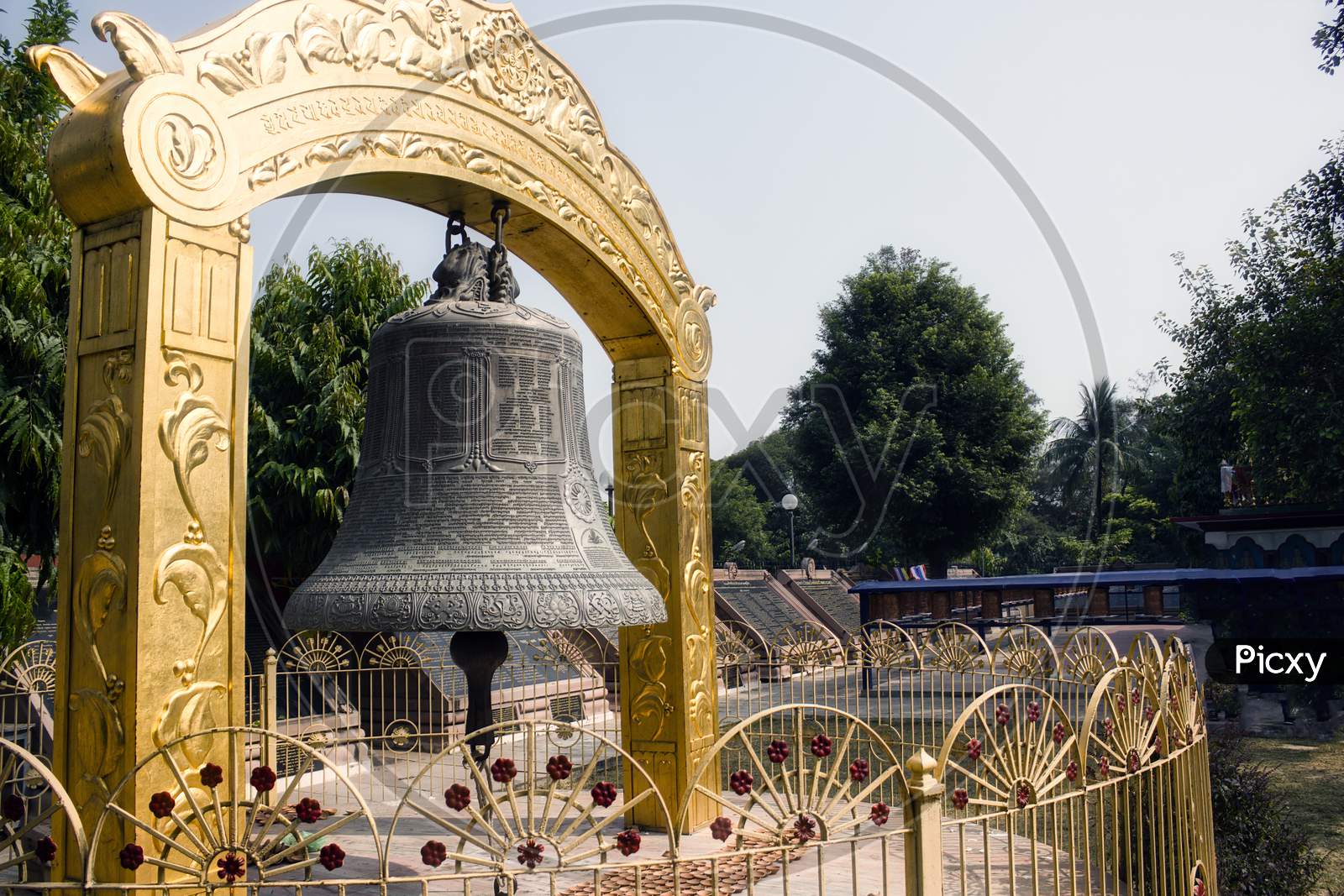 The Sacred Giant Prayer Bell At Bodhi Tree Complex At Sarnath, Where Buddha Gained Enlightenment About 2500 Years Ago