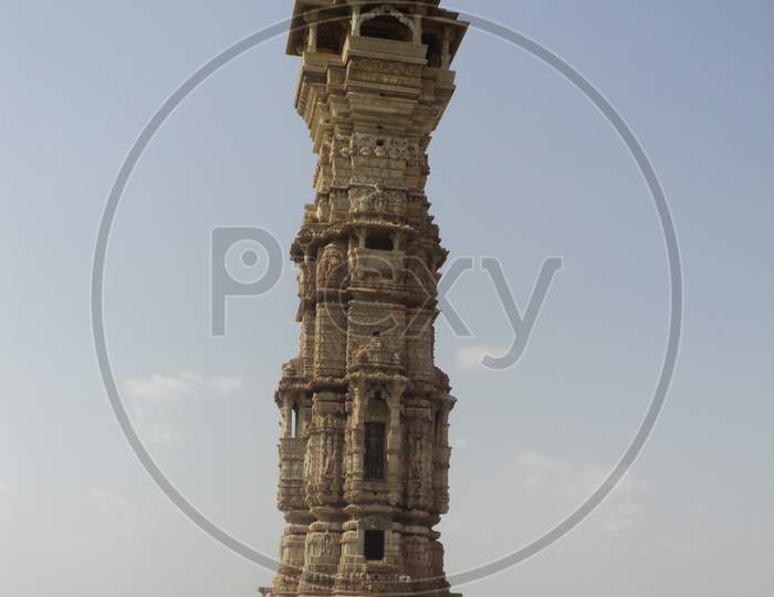 A picture of famous Vijay Stumbh or Tower of Victory located in Chittorgarh Fort, Rajasthan.