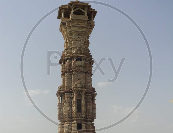 A picture of famous Vijay Stumbh or Tower of Victory located in Chittorgarh Fort, Rajasthan.