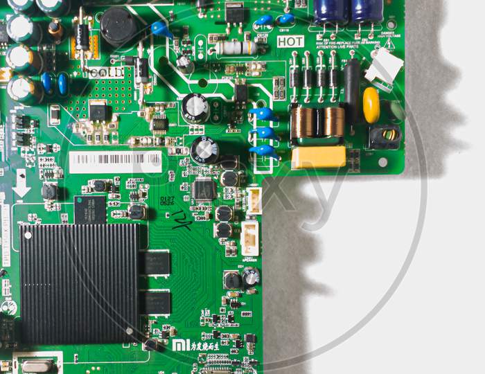 The Random Printed Circuit Board (Pcb) On White Background