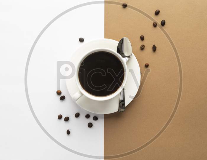 top view cup coffee