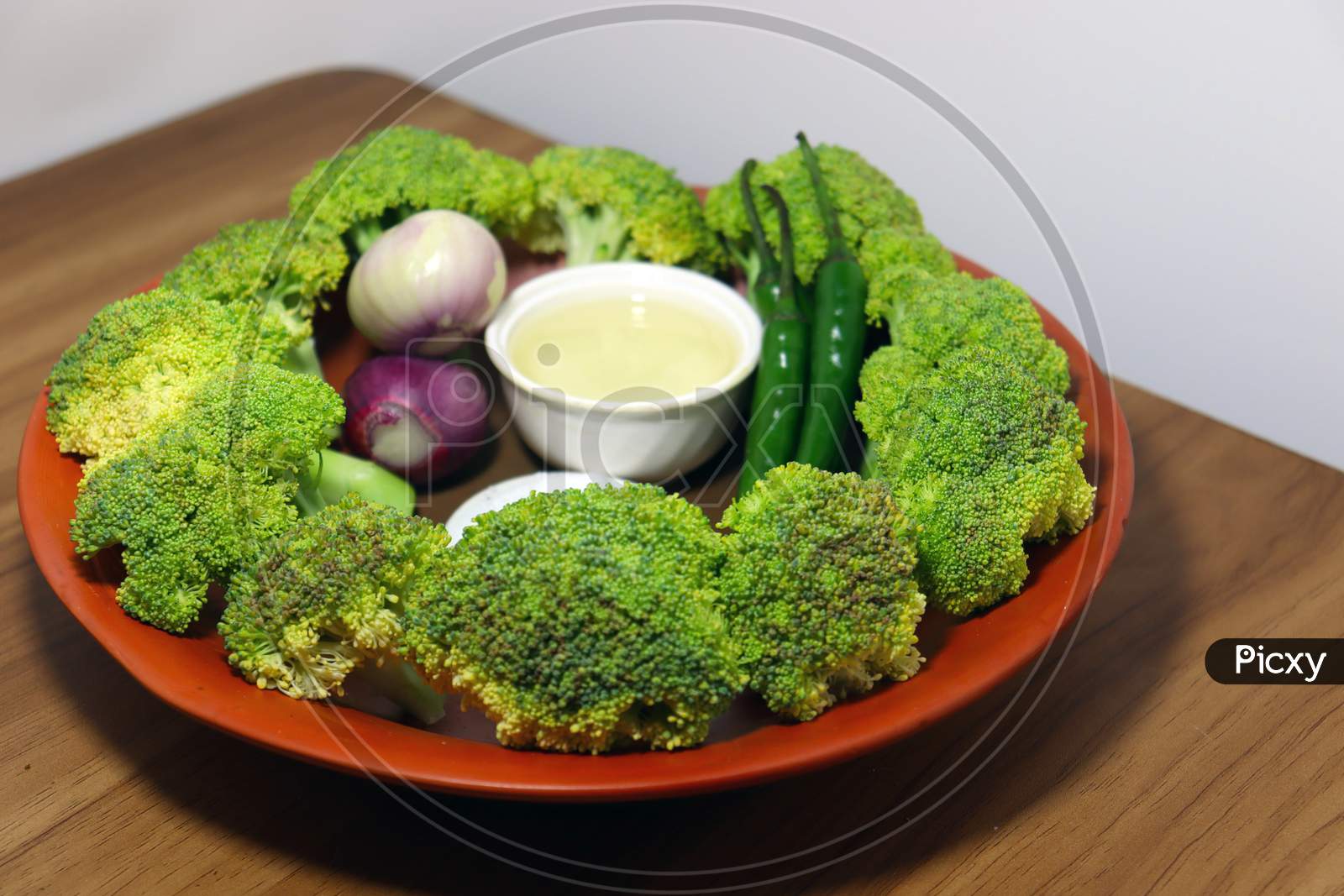 Sliced Broccoli With Spices Stock