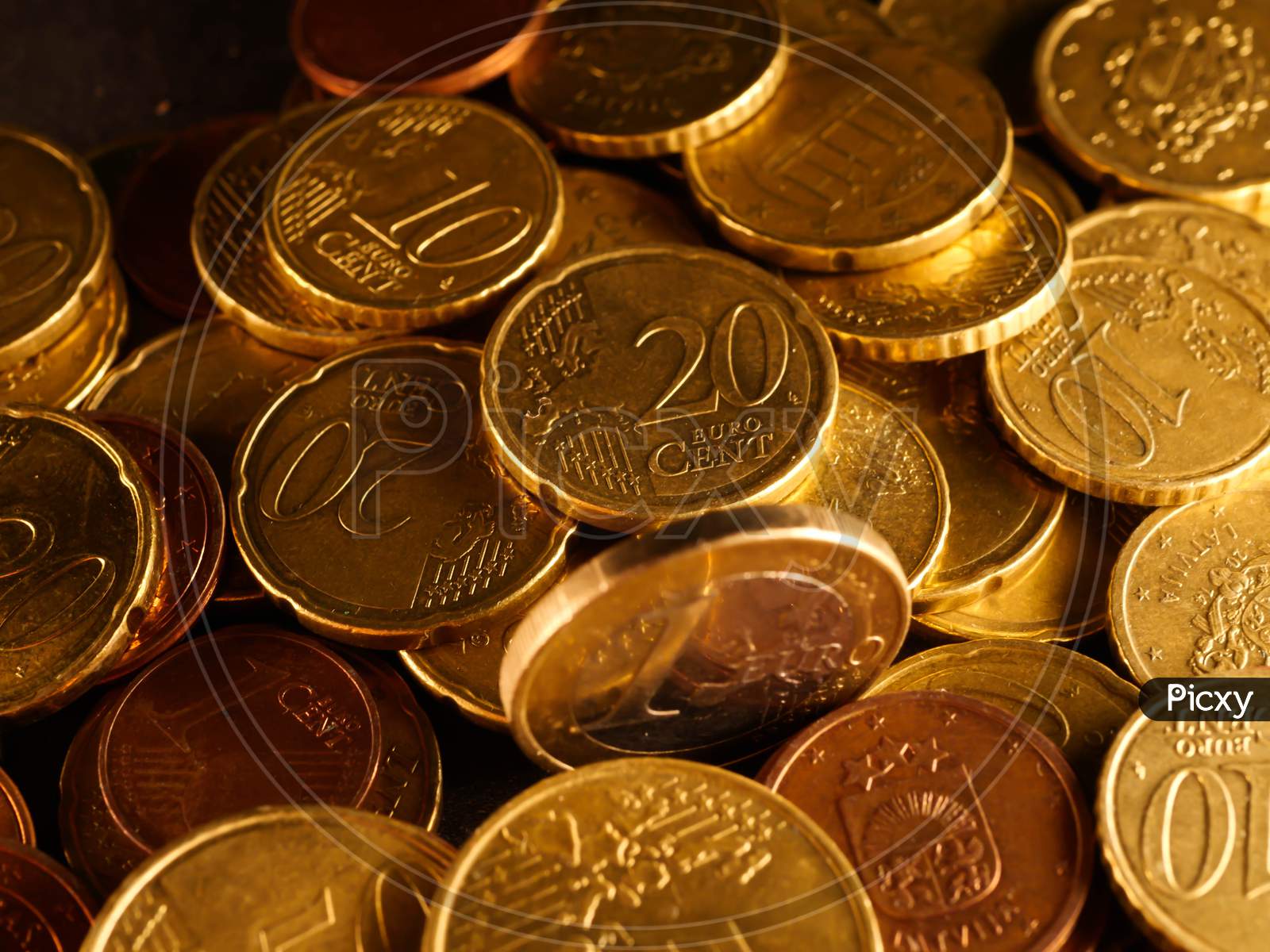 Image of Coins Background. Euro Coins. Cent Coins. Euro Cents-HN483539-Picxy