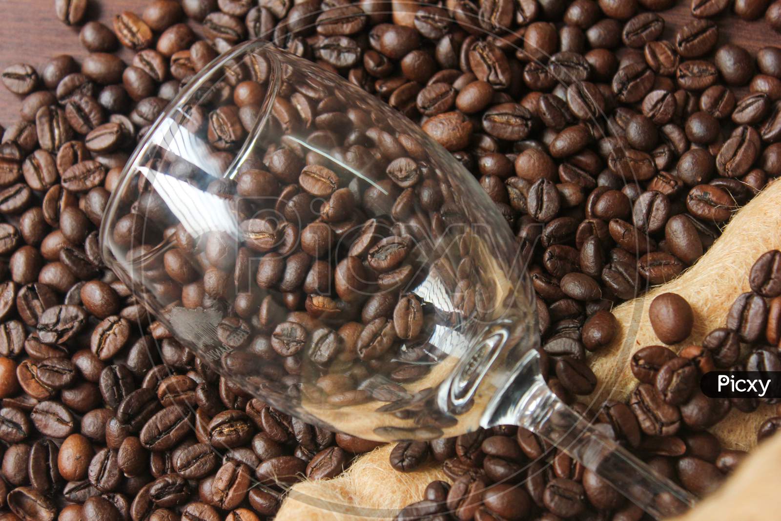 A Glass On Top Of The Coffee Bean