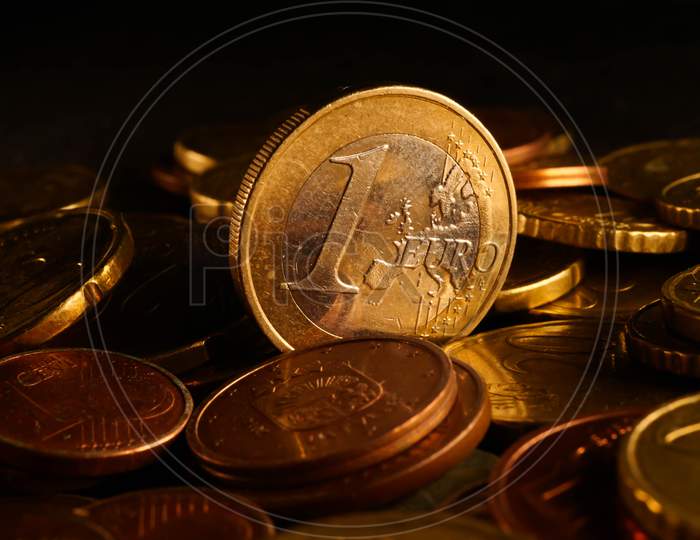 Coins Background. Euro Coins. Cent Coins. Euro Cents