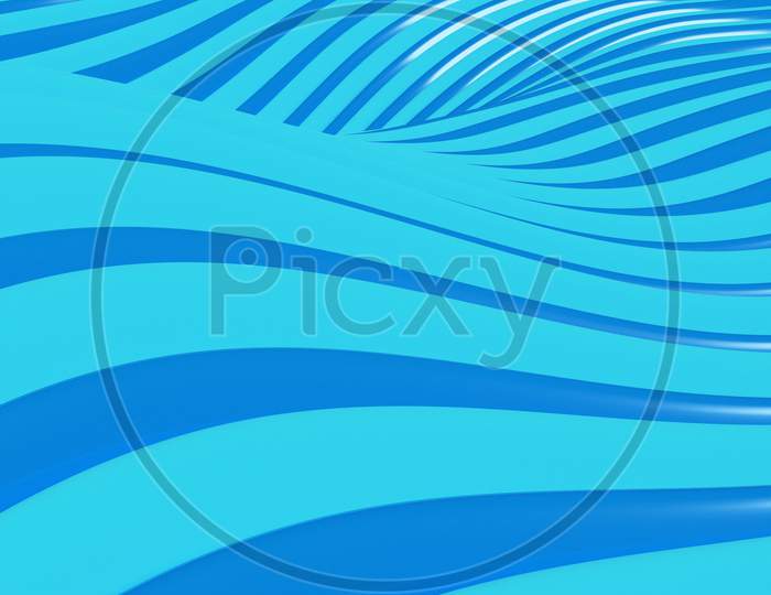 3D Illustration  Rows Of Blue Line  .Geometric Background, Weave Pattern.