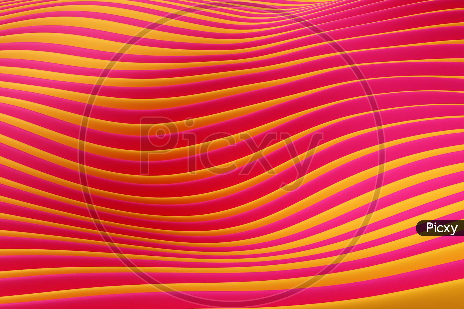 3D Illustration  Rows Of Orange, Red Line  .Geometric Background, Weave Pattern.