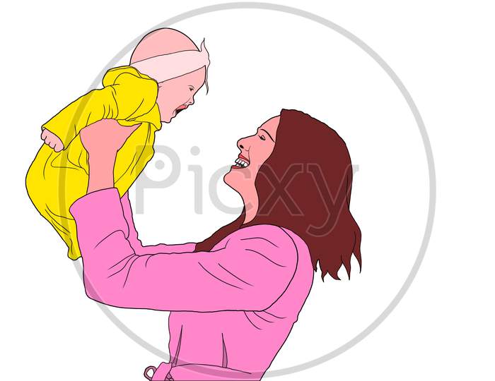 Isolated Mother And Child Illustration Created For Mothers Day